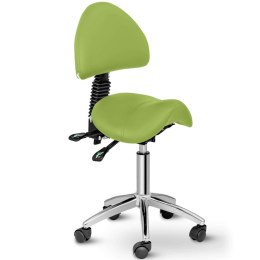 Krzesło kosmetyczne siodłowe z oparciem obrotowe regulowane BERLIN - zielone