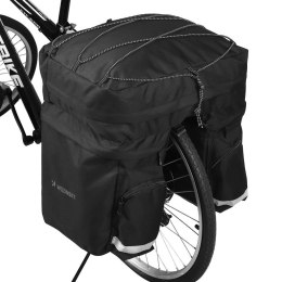 Pojemna torba rowerowa 60 l na bagażnik + osłona przeciwdeszczowa czarna