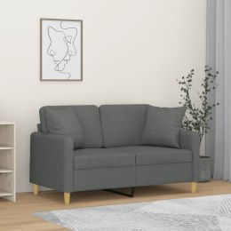  2-osobowa sofa z poduszkami, ciemnoszara, 120 cm, tkanina