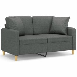  2-osobowa sofa z poduszkami, ciemnoszara, 120 cm, tkanina