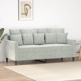  Sofa 2-osobowa, jasnoszara, 140 cm, tapicerowana aksamitem