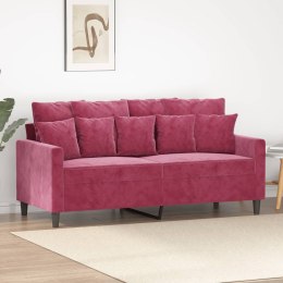  Sofa 2-osobowa, winna czerwień, 140 cm, tapicerowana aksamitem