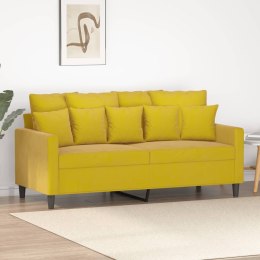  Sofa 2-osobowa, żółta, 140 cm, tapicerowana aksamitem