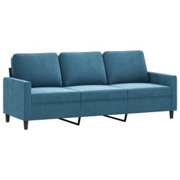  Sofa 3-osobowa, niebieski, 180 cm, tapicerowana aksamitem