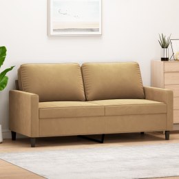  Sofa 2-osobowa, brązowa, 140 cm, tapicerowana aksamitem