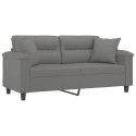  2-osobowa sofa z poduszkami, ciemnoszara, 140 cm, mikrofibra