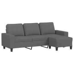  3-osobowa sofa z podnóżkiem, ciemnoszary, 180 cm, tkaniną