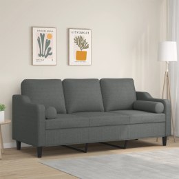  3-osobowa sofa z poduszkami, ciemnoszara, 180 cm, tkanina
