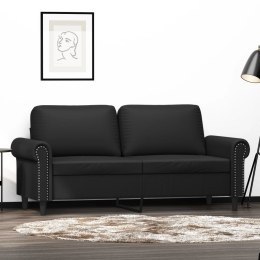  2-osobowa sofa, czarna, 140 cm, sztuczna skóra