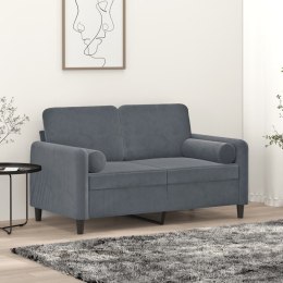  2-osobowa sofa z poduszkami, ciemnoszara, 120 cm, aksamit