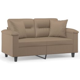  2-osobowa sofa z poduszkami, cappuccino, 120 cm, sztuczna skóra