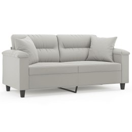  2-osobowa sofa z poduszkami, jasnoszara, 140 cm, mikrofibra