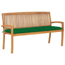  Sztaplowana ławka ogrodowa z poduszką 159 cm drewno tekowe