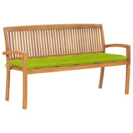  Sztaplowana ławka ogrodowa z poduszką 159 cm drewno tekowe
