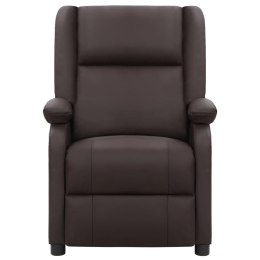 VidaXL Fotel masujący, brązowy, skóra naturalna