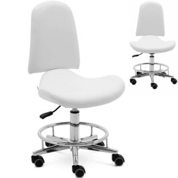 Krzesło kosmetyczne RUE na podstawie jezdnej - białe
