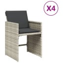  Krzesła ogrodowe z poduszkami, 4 szt., jasnoszare, polirattan