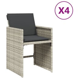 VidaXL Krzesła ogrodowe z poduszkami, 4 szt., jasnoszare, polirattan