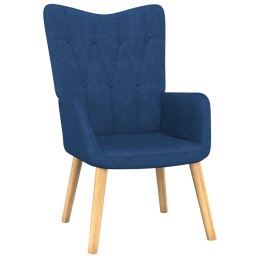  Fotel z podnóżkiem, niebieski, obity tkaniną