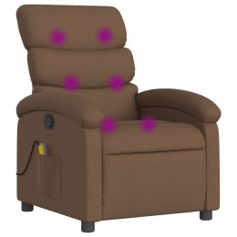  Rozkładany fotel masujący, brązowy, obity tkaniną