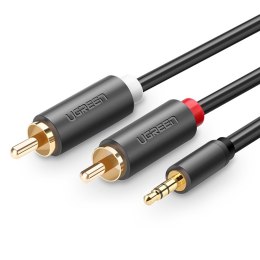 Kabel przewód audio 3.5 mm mini jack - 2x RCA 1.5m czarny