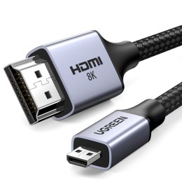 Kabel przewód przejściówka micro HDMI - HDMI 2.1 8K 2m szary