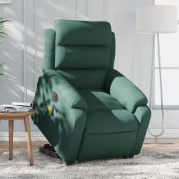 VidaXL Podnoszony fotel masujący, elektryczny rozkładany ciemnozielony