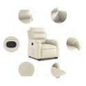 VidaXL Podnoszony fotel rozkładany, kremowy, obity sztuczną skórą