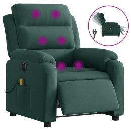 VidaXL Rozkładany fotel masujący, elektryczny, ciemnozielony, aksamit