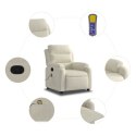 VidaXL Rozkładany fotel masujący, kremowy, obity aksamitem