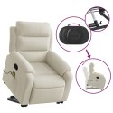 VidaXL Rozkładany fotel masujący, podnoszony, kremowy, aksamitny