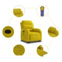 VidaXL Rozkładany fotel masujący, podnoszony, żółty, aksamitny