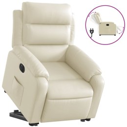 VidaXL Rozkładany fotel pionizujący, elektryczny, kremowy, ekoskóra