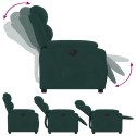VidaXL Elektryczny fotel rozkładany, ciemnozielony, obity aksamitem