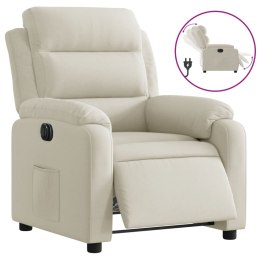 VidaXL Elektryczny fotel rozkładany, kremowy, obity aksamitem