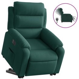VidaXL Elektryczny, podnoszony fotel rozkładany, ciemnozielony aksamit