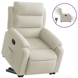 VidaXL Elektryczny, podnoszony fotel rozkładany, kremowy, aksamit
