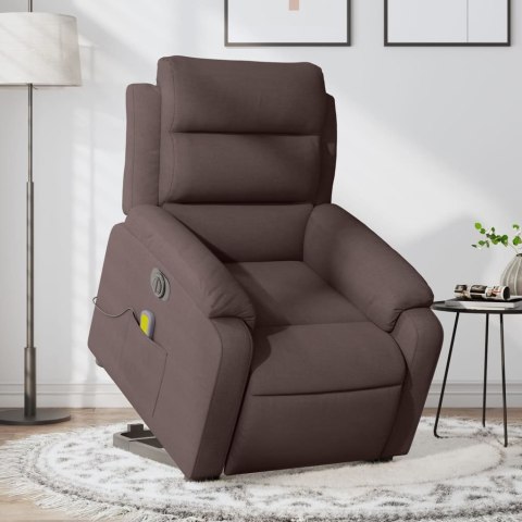 VidaXL Podnoszony fotel masujący, elektryczny, rozkładany, ciemny brąz