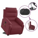 VidaXL Podnoszony fotel masujący, rozkładany, bordowy, obity tkaniną