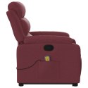 VidaXL Podnoszony fotel masujący, rozkładany, bordowy, obity tkaniną