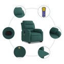 VidaXL Podnoszony fotel masujący, rozkładany, ciemnozielony, tkanina