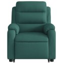 VidaXL Podnoszony fotel masujący, rozkładany, ciemnozielony, tkanina