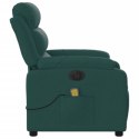 VidaXL Rozkładany fotel masujący, elektryczny, ciemnozielony, tkanina