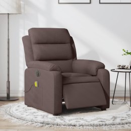 VidaXL Rozkładany fotel masujący, elektryczny, ciemny brąz, tkanina