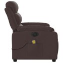 VidaXL Rozkładany fotel masujący, elektryczny, ciemny brąz, tkanina