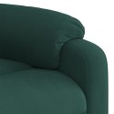 VidaXL Rozkładany fotel masujący, podnoszony, ciemnozielony, aksamitny