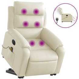 VidaXL Rozkładany fotel pionizujący z masażem, elektryczny, kremowy
