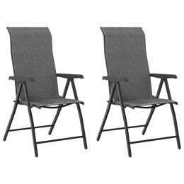 VidaXL Składane krzesła ogrodowe, 2 szt., szare, rattan PE