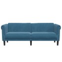 VidaXL Sofa 3-osobowa, niebieska, tapicerowana aksamitem