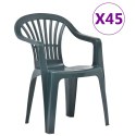  Krzesła ogrodowe układane w stos 45 szt. plastikowe zielone